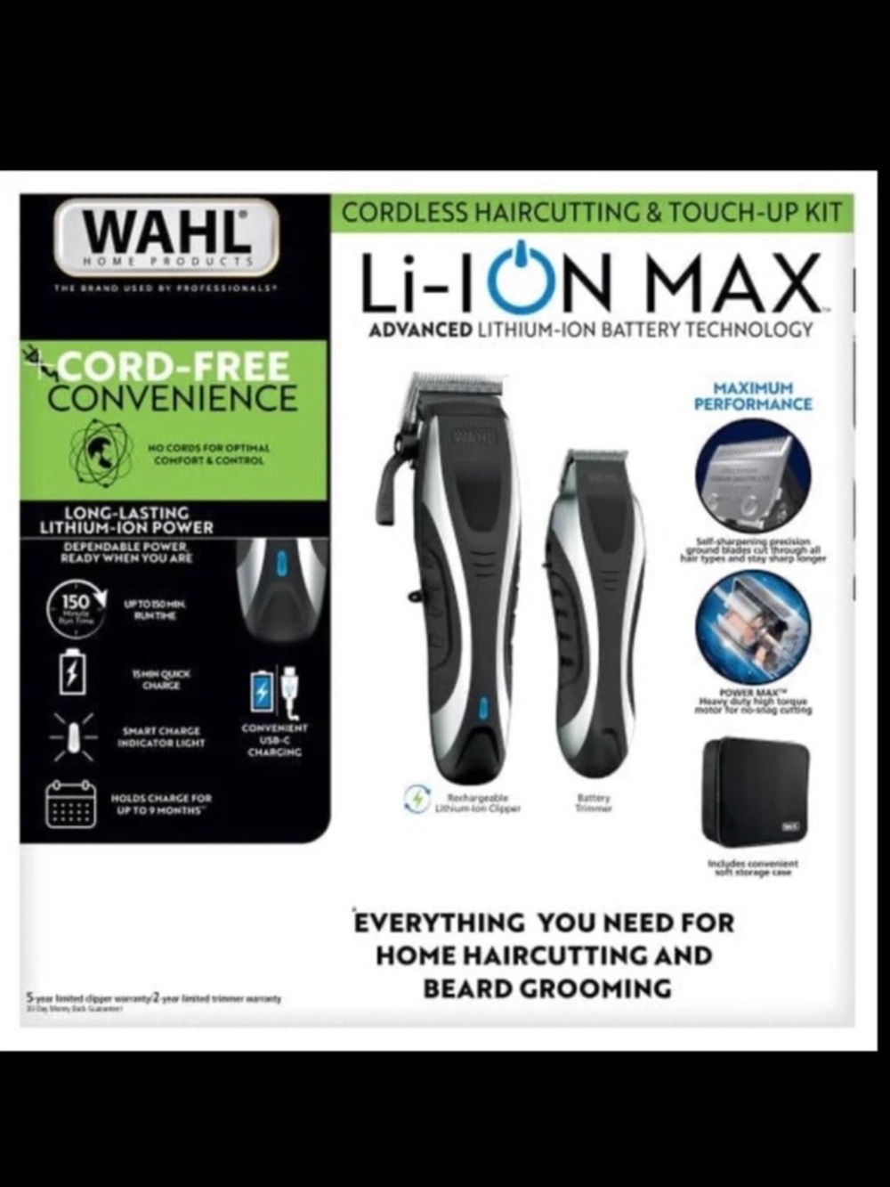 Wahl Li-ION MAX Cordless Haircutting & Beard Grooming Kit - NIB